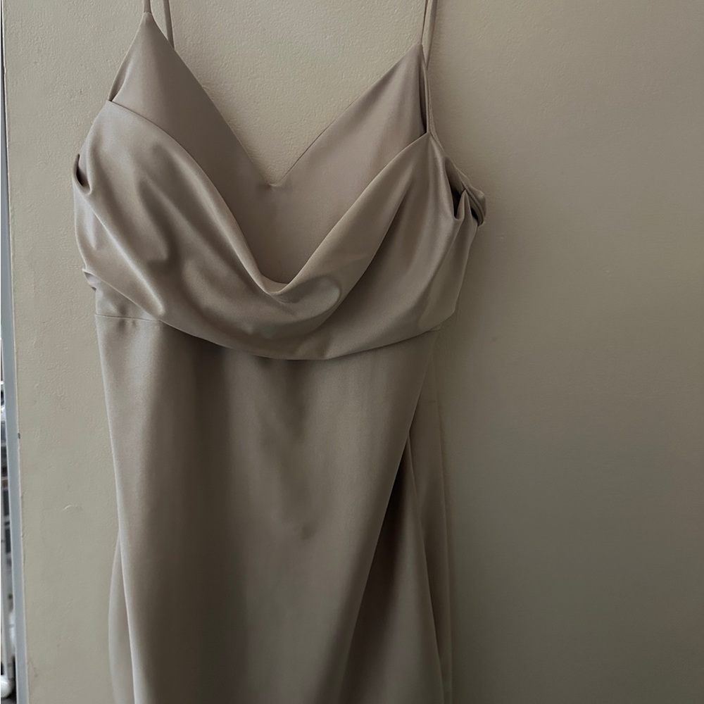 Elegant Beige Spaghetti Strap Dress